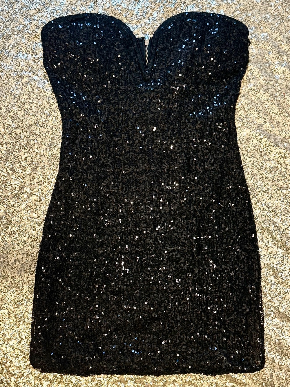 NEW Black Sequin Bodycon Sweetheart Sequin Dress - XS